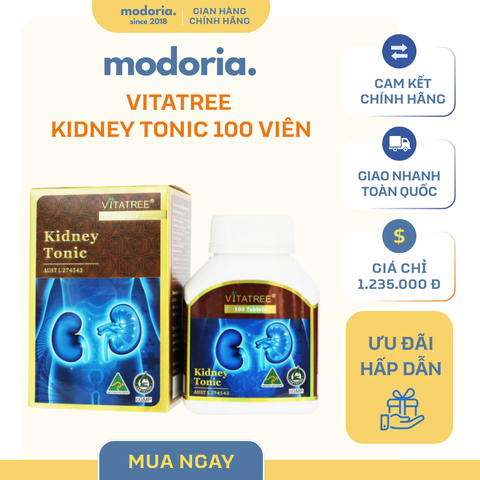 Viên Uống Bổ Thận Vitatree Kidney Tonic 100 Viên - Hỗ Trợ Chăm Sóc Sức Khỏe Thận và Thanh Lọc Cơ Thể Từ Úc