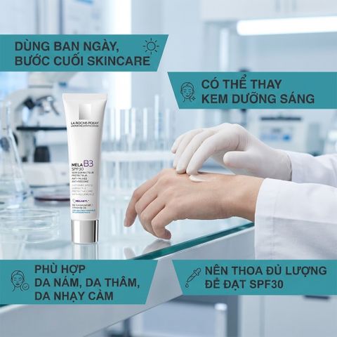 Kem Dưỡng Chống Nám La Roche-Posay Mela B3 40ml - Hỗ Trợ Làm Sáng Da, Mờ Đốm Nâu, Chống Nắng SPF30, Niacinamide, Melasyl