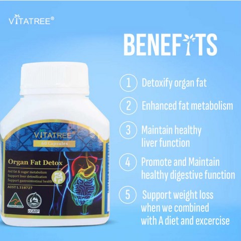 Viên thải độc mỡ nội tạng Vitatree 60 viên - Hỗ trợ thanh lọc cơ thể và kiểm soát mỡ từ Úc - Thực phẩm chức năng an toàn