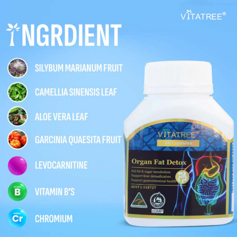Viên thải độc mỡ nội tạng Vitatree 60 viên - Hỗ trợ thanh lọc cơ thể và kiểm soát mỡ từ Úc - Thực phẩm chức năng an toàn