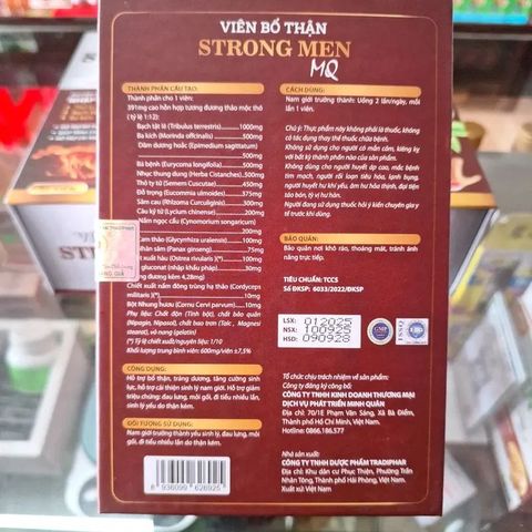 Viên bổ thận Strong Men MQ - Thực phẩm chức năng hỗ trợ sinh lực nam giới, cải thiện sức khỏe thận hiệu quả, hộp 30 viên.