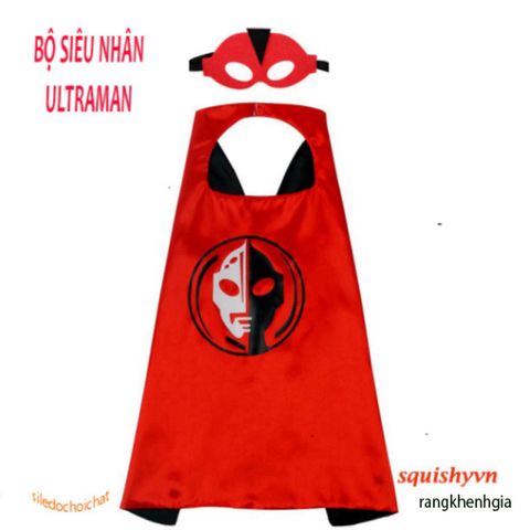 Bộ đồ choàng Siêu Nhân Ultraman kèm mặt nạ satin vải lụa cho bé trai, bé gái - Trang phục hóa trang siêu anh hùng cực chất