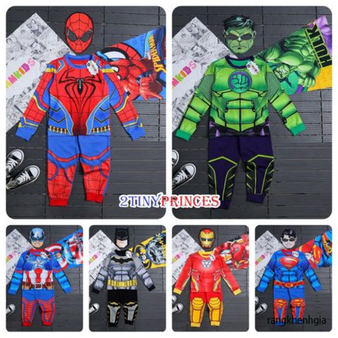 Bộ Trang Phục Siêu Anh Hùng Spider-Man Cho Bé Trai - Áo Dài Tay, Áo Choàng, Mặt Nạ, Chất Liệu Cao Cấp, Size Đủ 3-10 Tuổi