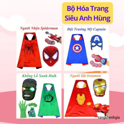 Bộ Đồ Chơi Nhập Vai Siêu Anh Hùng Avenger - Người Nhện, Khổng Lồ Xanh, Người Sắt, Đội Trưởng Mỹ - Phụ Kiện Vui Chơi Cho Trẻ Em