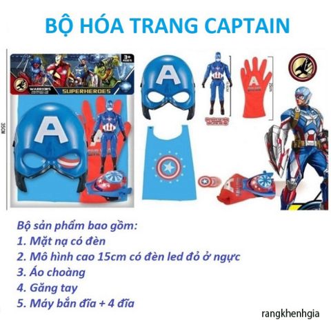 Bộ Đồ Chơi Nhập Vai Siêu Anh Hùng Avenger - Người Nhện, Khổng Lồ Xanh, Người Sắt, Đội Trưởng Mỹ - Phụ Kiện Vui Chơi Cho Trẻ Em