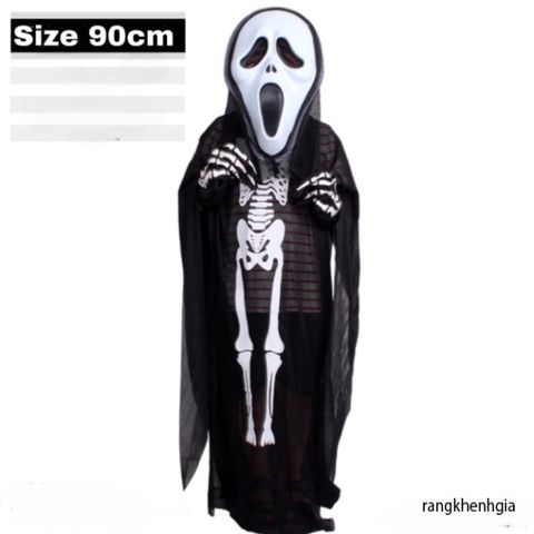 Bộ Trang Phục Thần Chết Halloween - Áo Choàng, Mặt Nạ, Lưỡi Hái, Găng Tay Xương Ma Quỷ cho Trẻ Em - Đồ Hóa Trang Thú Vị