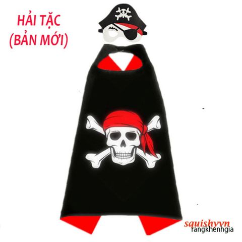 Bộ áo choàng Hải Tặc Đen Đỏ kèm mặt nạ satin cho bé trai bé gái - Trang phục hóa trang siêu anh hùng Marvel tuyệt đẹp
