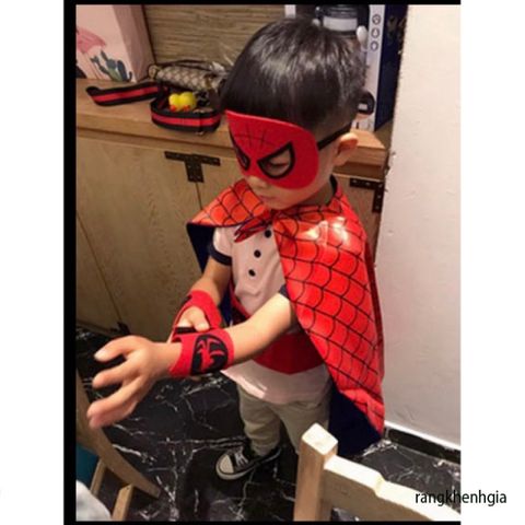 Bộ Trang Phục Halloween Trẻ Em - Áo Choàng Người Nhện Kèm Mặt Nạ Siêu Anh Hùng Cho Bé 2-7 Tuổi, Đồ Chơi Hóa Trang Thú Vị
