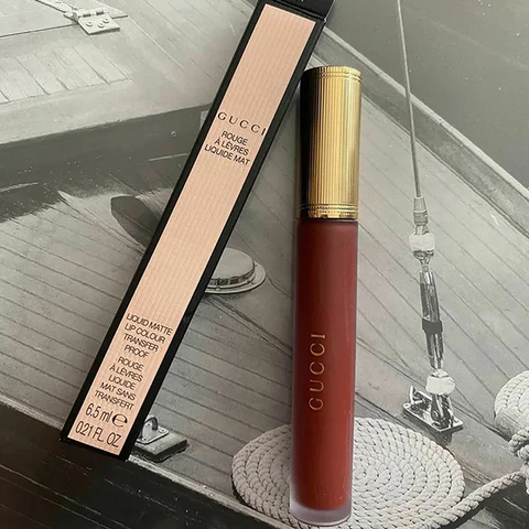 Son Kem Gucci Liquid Matte 521 Nellie Cherrie - Màu Đỏ Gạch Sang Trọng Chính Hãng - Son Môi Đẳng Cấp Cho Người Yêu Thích Làm Đẹp