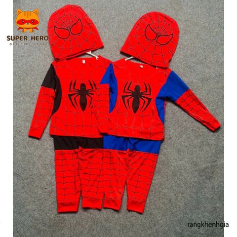 Bộ Trang Phục Hóa Trang Siêu Nhân Nhện Cho Bé - Bộ Quần Áo Dài Tay + Tà Bay Halloween, Chất Liệu An Toàn, Cho Trẻ Từ 10kg Đến 30kg