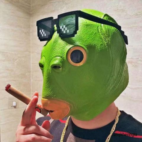 Mặt Nạ Đầu Cá Xanh Ngộ Nghĩnh - Phụ Kiện Cosplay Kinh Dị Vui Nhộn Cho Halloween và Tiệc Tùng, Phong Cách Quái Vật Đ độc đáo