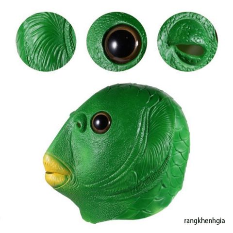 Mặt Nạ Đầu Cá Xanh Ngộ Nghĩnh - Phụ Kiện Cosplay Kinh Dị Vui Nhộn Cho Halloween và Tiệc Tùng, Phong Cách Quái Vật Đ độc đáo