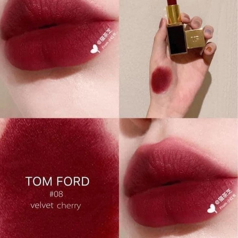 Son Lì Tom Ford TF Limited Edition 08 Velvet Cherry - Màu Đỏ Cherry Cao Cấp, Lì Mịn, Sang Trọng, Dưỡng Ẩm Cho Đôi Môi Cuốn Hút