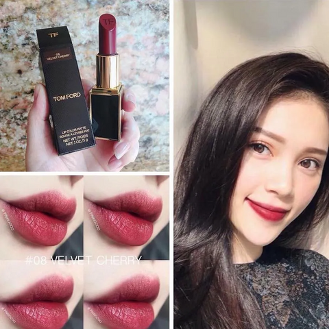 Son Lì Tom Ford TF Limited Edition 08 Velvet Cherry - Màu Đỏ Cherry Cao Cấp, Lì Mịn, Sang Trọng, Dưỡng Ẩm Cho Đôi Môi Cuốn Hút
