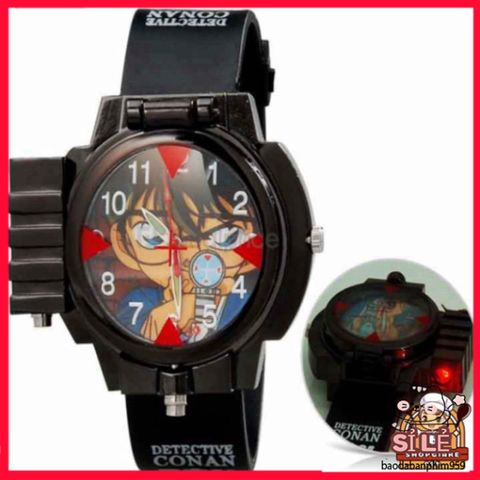 Đồng Hồ Thám Tử Conan Dành Cho Trẻ Em - Đồng Hồ Đeo Tay Có Đèn Laser Edogawa Conan Kid Cho Bé Trai, Bé Gái