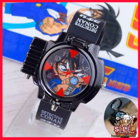 Đồng Hồ Thám Tử Conan Dành Cho Trẻ Em - Đồng Hồ Đeo Tay Có Đèn Laser Edogawa Conan Kid Cho Bé Trai, Bé Gái