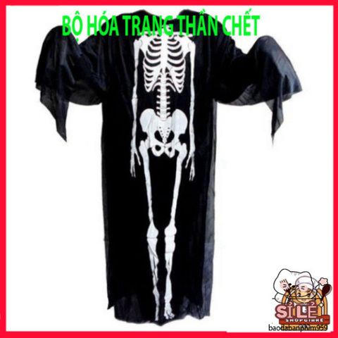 Áo Xương Halloween Kèm Mặt Nạ Cosplay Thần Chết Scream - Trang Phục Ma Quái Độc Đáo Cho Tiệc Hóa Trang