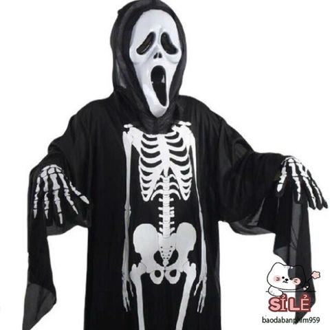 Áo Xương Halloween Kèm Mặt Nạ Cosplay Thần Chết Scream - Trang Phục Ma Quái Độc Đáo Cho Tiệc Hóa Trang