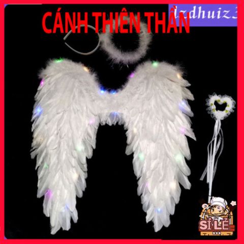 Cánh Thiên Thần Phát Sáng Dễ Thương Cho Trẻ Em - Phụ Kiện Halloween & Giáng Sinh, Kích Thước Đa Dạng, Đi Kèm Dây Buộc Tóc