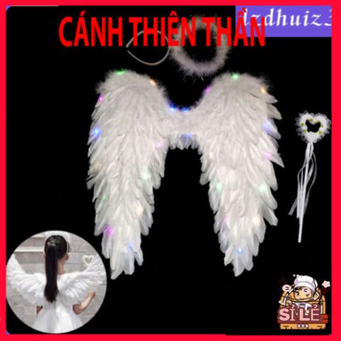 Cánh Thiên Thần Phát Sáng Dễ Thương Cho Trẻ Em - Phụ Kiện Halloween & Giáng Sinh, Kích Thước Đa Dạng, Đi Kèm Dây Buộc Tóc