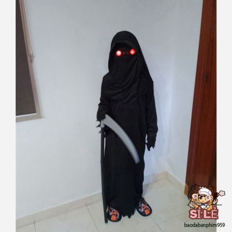 Bộ Trang Phục Thần Chết Halloween Cho Người Lớn - Áo Dài, Găng Tay, Mặt Nạ Độc Đáo Dành Cho Tiệc Hóa Trang 1,65m-1,8m
