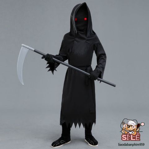 Bộ Trang Phục Thần Chết Halloween Cho Người Lớn - Áo Dài, Găng Tay, Mặt Nạ Độc Đáo Dành Cho Tiệc Hóa Trang 1,65m-1,8m
