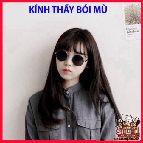 Mắt Kính Thời Trang Đen - Phong Cách Hazo Thầy Bói Mù Kiểu Tròn, Chống UV, Phụ Kiện Cool Ngầu Cho Cả Nam Nữ