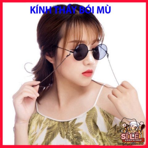 Mắt Kính Thời Trang Đen - Phong Cách Hazo Thầy Bói Mù Kiểu Tròn, Chống UV, Phụ Kiện Cool Ngầu Cho Cả Nam Nữ