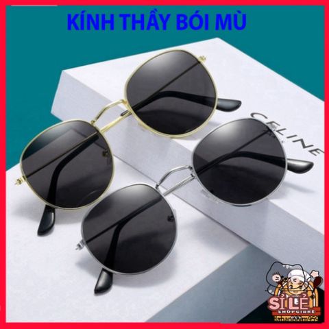 Mắt Kính Thời Trang Đen - Phong Cách Hazo Thầy Bói Mù Kiểu Tròn, Chống UV, Phụ Kiện Cool Ngầu Cho Cả Nam Nữ