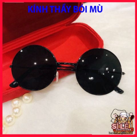 Mắt Kính Thời Trang Đen - Phong Cách Hazo Thầy Bói Mù Kiểu Tròn, Chống UV, Phụ Kiện Cool Ngầu Cho Cả Nam Nữ