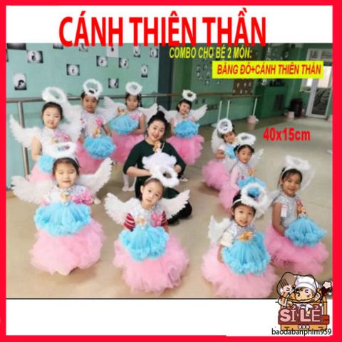 Bộ cánh cục cưng đen trắng dành cho người lớn và trẻ nhỏ - Món quà sinh nhật cosplay ror lông vũ Qurange 1pc.