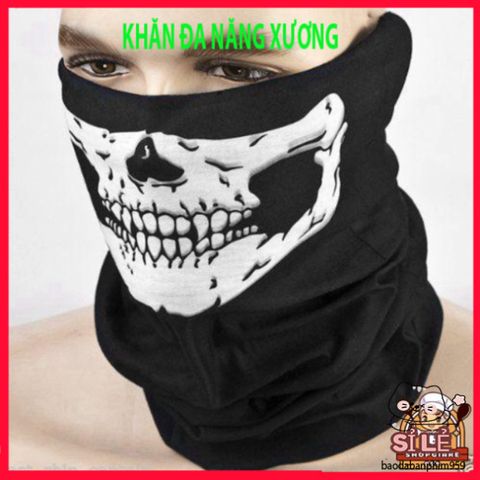 Khẩu Trang Đầu Lâu Xương Đa Năng - Khăn Lanh Thoáng Mát 50cm Phong Cách Cá Tính Dành Cho Phượt Và Hoạt Động Ngoài Trời
