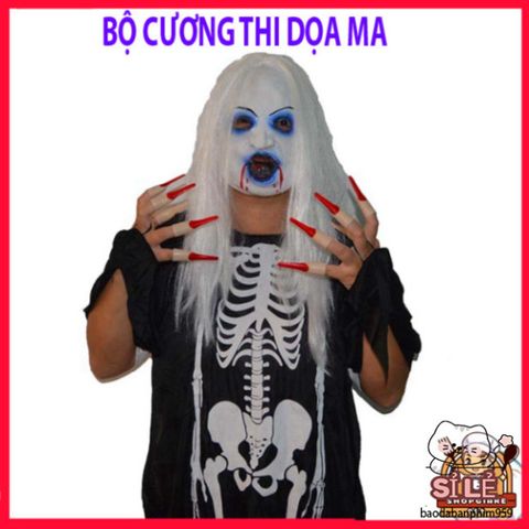 Áo Choàng Nón Halloween Hình Đầu Lâu, Dơi & Ma Cà Rồng - Trang Phục Dọa Ma Cho Tiệc Hóa Trang, Chất Liệu Polyester Cao Cấp