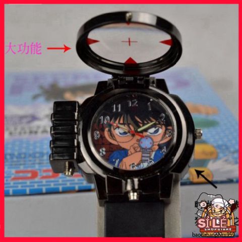 Đồng Hồ Đeo Tay Trẻ Em Hình Thám Tử Conan - Chiếc Đồng Hồ Thú Vị Có Kính Lúp và Đèn Laser cho Bé Trai Yêu Thích Khám Phá