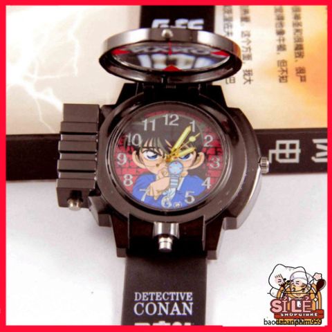 Đồng Hồ Đeo Tay Trẻ Em Hình Thám Tử Conan - Chiếc Đồng Hồ Thú Vị Có Kính Lúp và Đèn Laser cho Bé Trai Yêu Thích Khám Phá