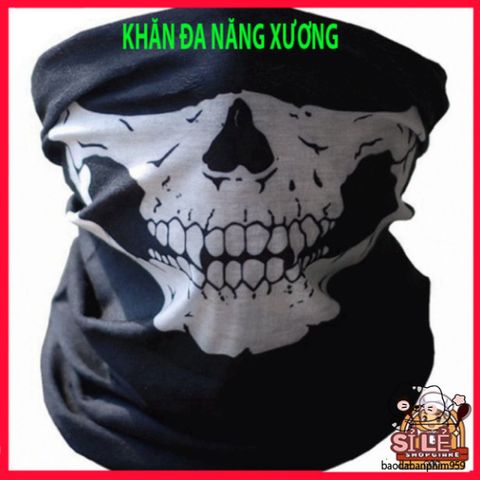 Khẩu Trang Đầu Lâu Xương Độc Đáo - Khăn Đa Năng 50cm Vải Lanh Thoáng Mát, Phong Cách Bụi Bặm và Cá Tính cho Phượt Thủ