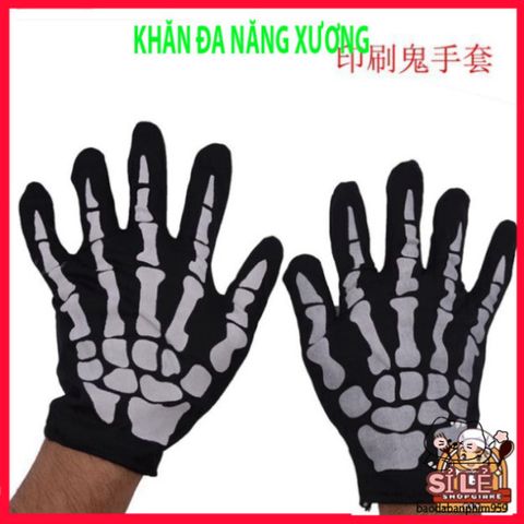 Khẩu Trang Đầu Lâu Xương Độc Đáo - Khăn Đa Năng 50cm Vải Lanh Thoáng Mát, Phong Cách Bụi Bặm và Cá Tính cho Phượt Thủ