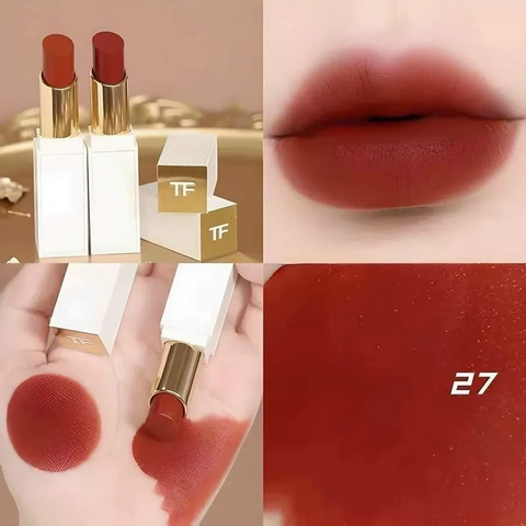 Son Tom Ford Lip Color Satin Matte 27 Shameless - Son Môi Đỏ Gạch Cao Cấp, Lên Màu Đẹp, Chất Son Mịn Màng, Dưỡng Ẩm Hải Sản Chính Hãng 3.3g