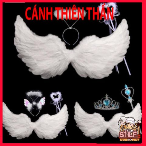 Cánh Cụp Cưng Cosplay Halloween - Phụ Kiện Lễ Hội Lông Vũ Độc Đáo Cho Người Lớn & Trẻ Em - Trắng/Đen/Đỏ/Hồng