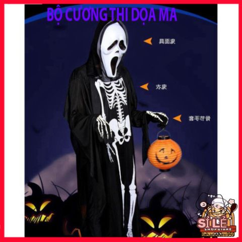 Bộ Trang Phục Ma Halloween Khung Xương - Mặt Nạ và Găng Tay Xương cho Bữa Tiệc - Hóa Trang Dành Cho Trẻ Em và Thanh Thiếu Niên