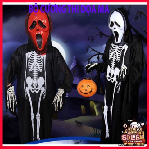 Bộ Trang Phục Ma Halloween Khung Xương - Mặt Nạ và Găng Tay Xương cho Bữa Tiệc - Hóa Trang Dành Cho Trẻ Em và Thanh Thiếu Niên