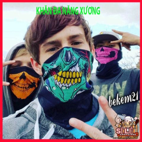 Khăn Đa Chức Năng Hình Đầu Lâu Xương Gradient Xanh - Vải Lanh Thoáng Mát, Co Giãn, Phong Cách Thời Trang Summer Outdoor