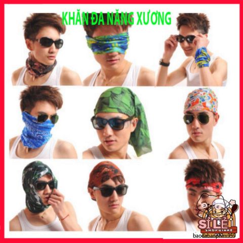 Khăn Đa Chức Năng Hình Đầu Lâu Xương Gradient Xanh - Vải Lanh Thoáng Mát, Co Giãn, Phong Cách Thời Trang Summer Outdoor