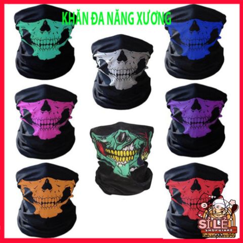 Khăn Đa Chức Năng Hình Đầu Lâu Xương Gradient Xanh - Vải Lanh Thoáng Mát, Co Giãn, Phong Cách Thời Trang Summer Outdoor