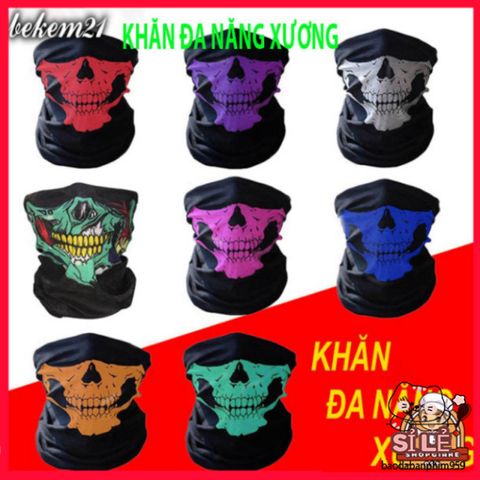 Khăn Đa Chức Năng Hình Đầu Lâu Xương Gradient Xanh - Vải Lanh Thoáng Mát, Co Giãn, Phong Cách Thời Trang Summer Outdoor