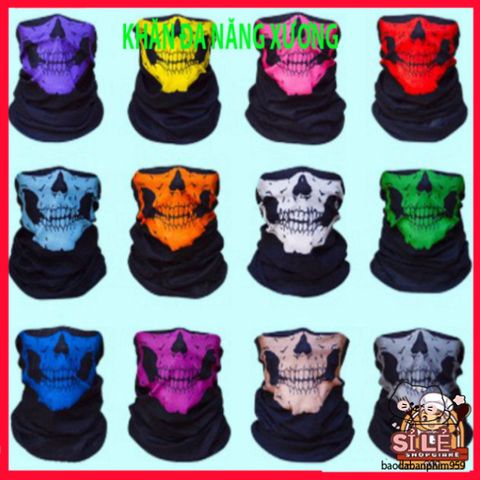 Khăn Đa Chức Năng Hình Đầu Lâu Xương Gradient Xanh - Vải Lanh Thoáng Mát, Co Giãn, Phong Cách Thời Trang Summer Outdoor