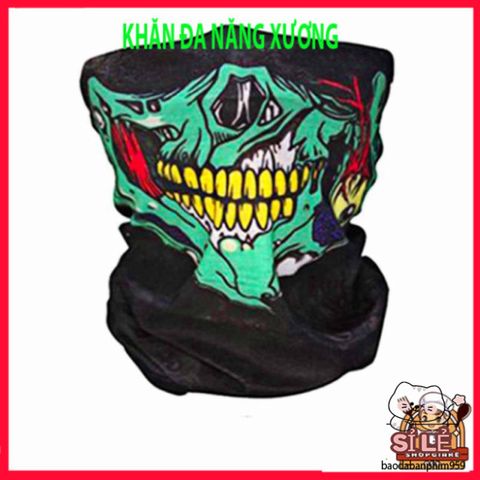 Khăn Đa Chức Năng Hình Đầu Lâu Xương Gradient Xanh - Vải Lanh Thoáng Mát, Co Giãn, Phong Cách Thời Trang Summer Outdoor