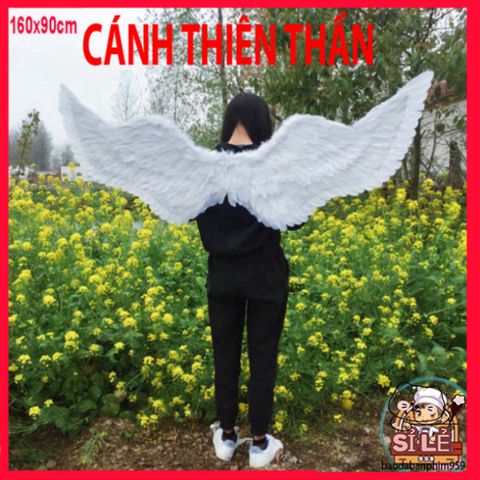 Cánh Ma Quái Cosplay Đen Trắng 160x90CM - Bộ Cánh Lông Vũ Sang Trọng Dành Cho Halloween và Các Bữa Tiệc Hóa Trang