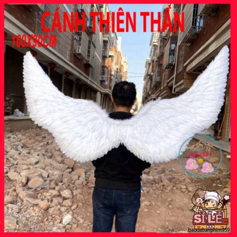 Cánh Ma Quái Cosplay Đen Trắng 160x90CM - Bộ Cánh Lông Vũ Sang Trọng Dành Cho Halloween và Các Bữa Tiệc Hóa Trang