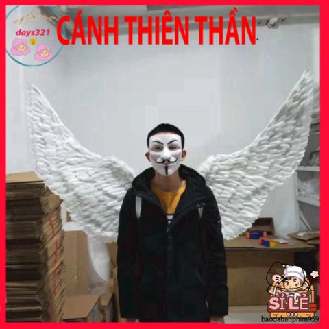 Cánh Ma Quái Cosplay Đen Trắng 160x90CM - Bộ Cánh Lông Vũ Sang Trọng Dành Cho Halloween và Các Bữa Tiệc Hóa Trang